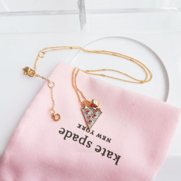 Kate Spade Pizza My Heart Necklace 🎀 Gold Multicolor - Picture 3 of 3